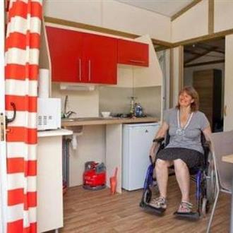 kitchen in a special PMR chalet for disabled people