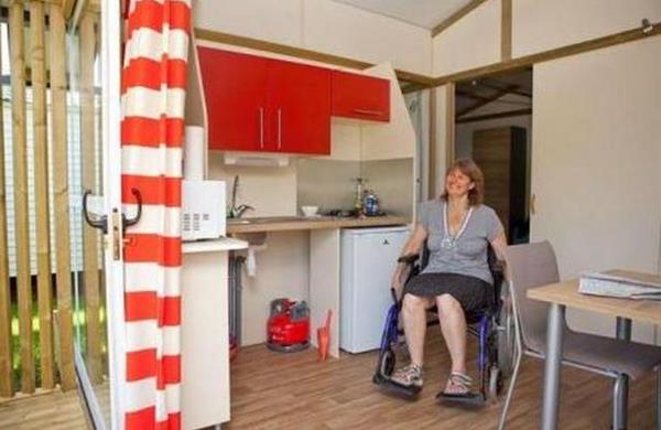 kitchen in a special PMR chalet for disabled people
